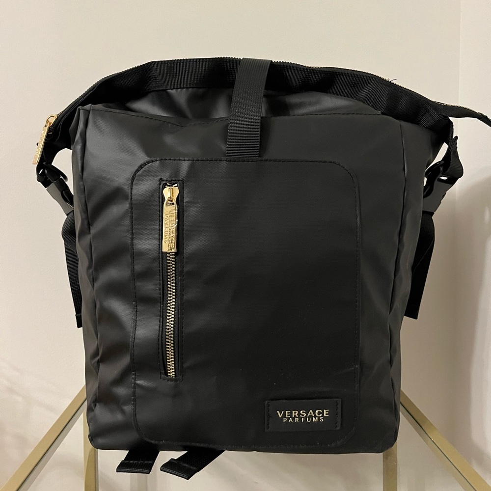 Versace Rider Black Backpack Convertible Crossbody Shoulder (Versace Parfumes)